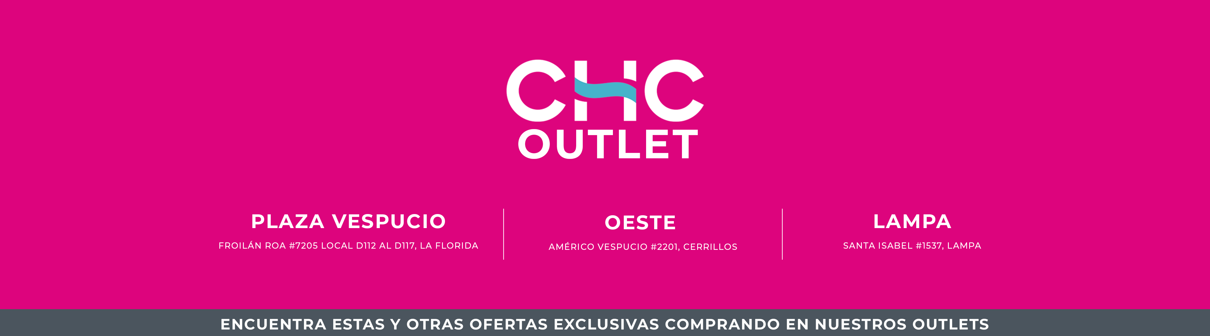 ofertas outlet Oeste, outlet Vespucio, outlet Lampa descuentos, CHC Outlet, ofertas pisos, muros, cocinas, baños, remodelación, outlets en Santiago